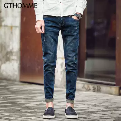 Autumn and winter velvet men's jeans casual Korean version of the trend pants tooling long pants men's loose straight tube thick model