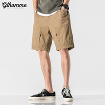 2021 summer new mens tooling shorts loose thin straight trend Joker casual middle pants five-point pants