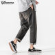 2024 Spring and Autumn Men's Jeans Loose Straight Black Dad Pants Korean Style Trendy Nine-Point Pants Thin Style