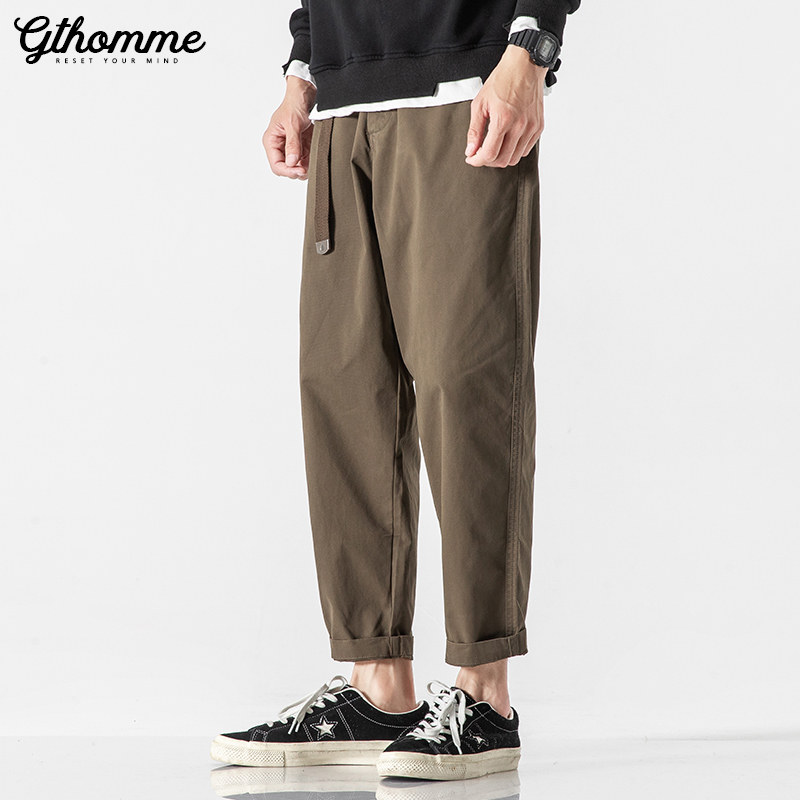 2021 autumn new men's overalls loose straight trend casual pants men's wild ankle-length pants Tide brand