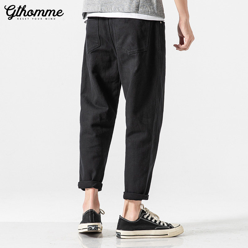 Pants men's autumn and winter jeans men's loose straight trousers casual pants black Korean trend thickening overalls