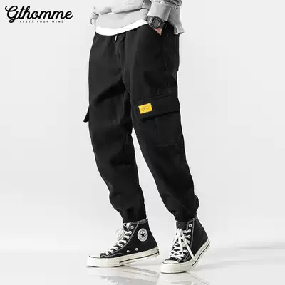 Autumn new leg overalls men's twoy Tide brand loose pants Korean knitted sweatpants plus velvet pants