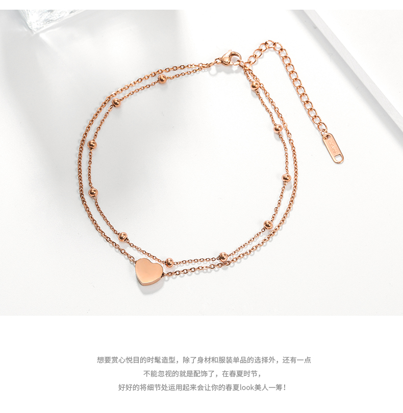 Kaila hai lớp tình yêu vòng chân nữ bằng thép mạ vàng hồng 18K phiên bản Hàn Quốc của cô sinh viên giản dị Sen gợi cảm lắc chân nữ inox