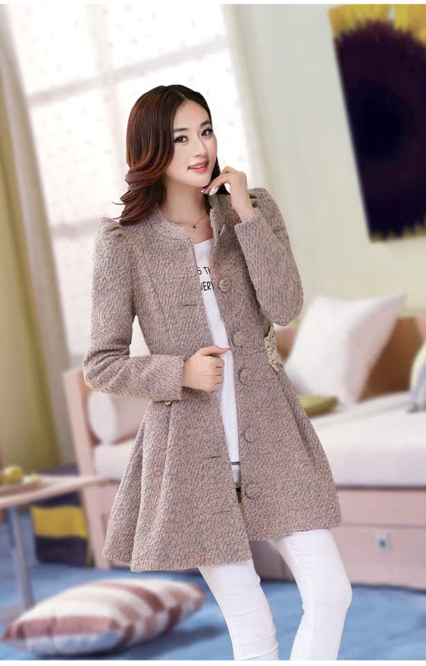 Người mẫu mùa thu đông 2015 Áo len nữ của phụ nữ Áo len lông dài cổ áo Ngôi sao Han Fan Zhao Liying với đoạn văn - Áo Hàn Quốc vest dạ nữ ngắn