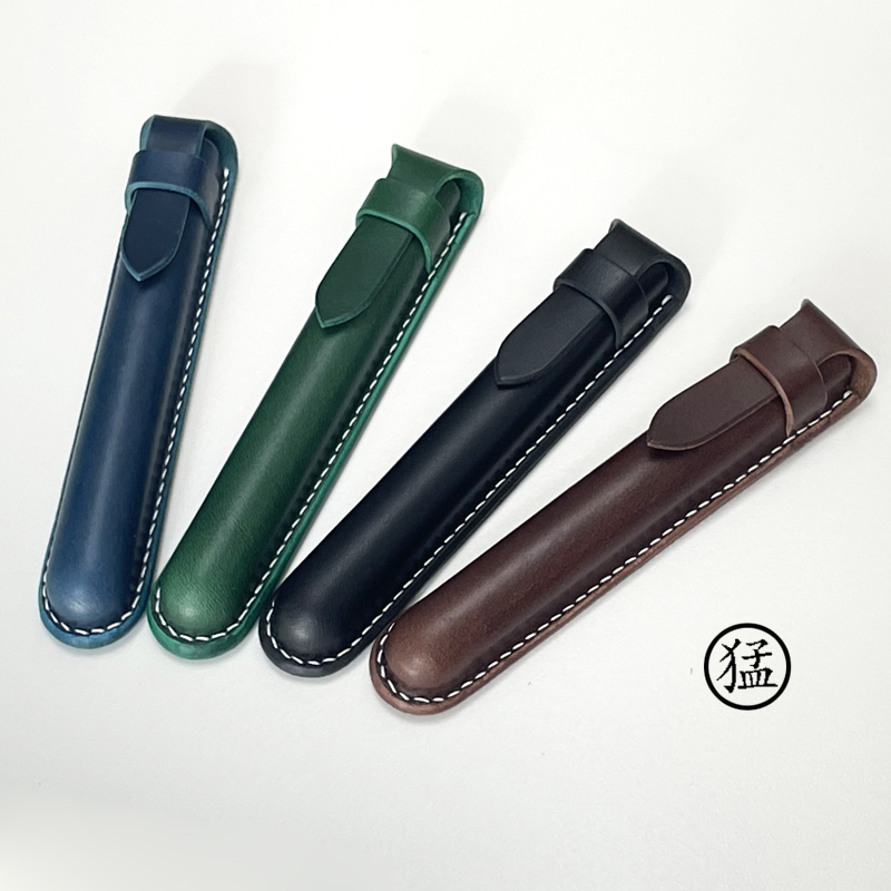 Mento Hand Made Artisanal Bull Leather Plant Tannic Leather minimalist Pressure Single Pen Pen Pen Pen Cap Containing Signature Pen Protective Sleeve Pen