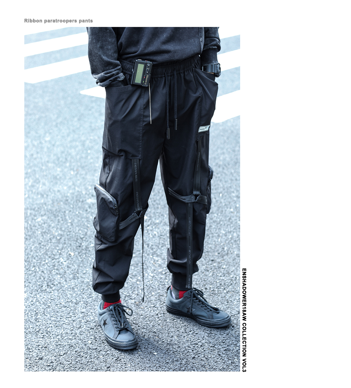ENSHADOWER che khuyết điểm ba chiều streamer paratrooper quần chức năng dụng cụ thủy triều thẻ đen quần quần nam quần thể dục