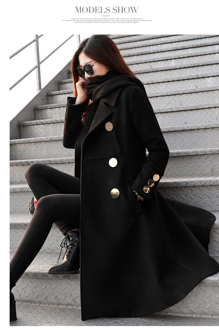 2018 mùa đông mới Hàn Quốc cơ thể nữ giảm béo áo len đen eo áo len dài nữ áo cardigan