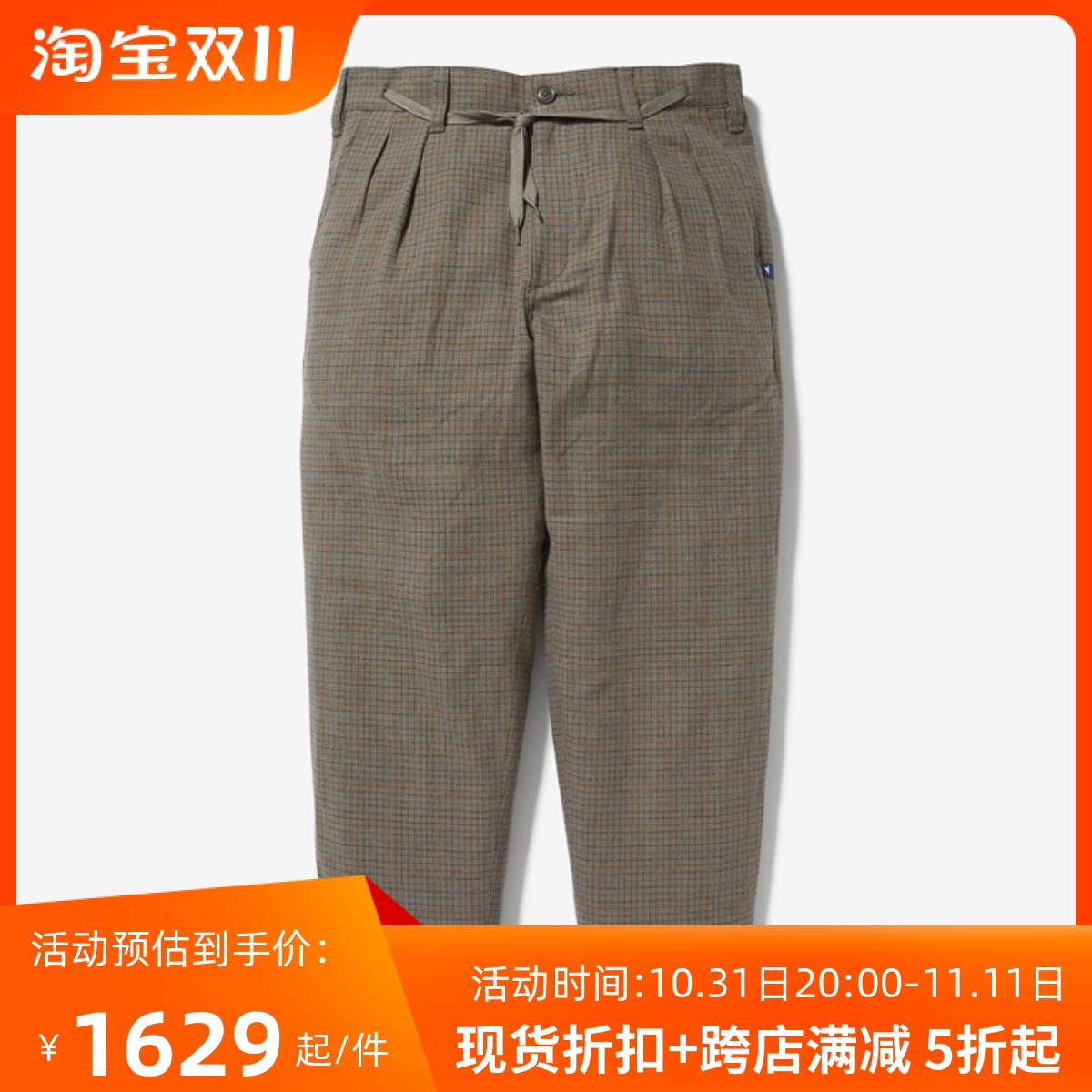 Day warehouse DESCENDANT DC-3 CHECK TROUSERS Drawn Cord Fabric Casual Long Pants 21AW-Taobao