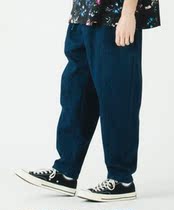 Yatsuki rehacer: Center Tuck Taped Denim Casual Loose Tapered Pants