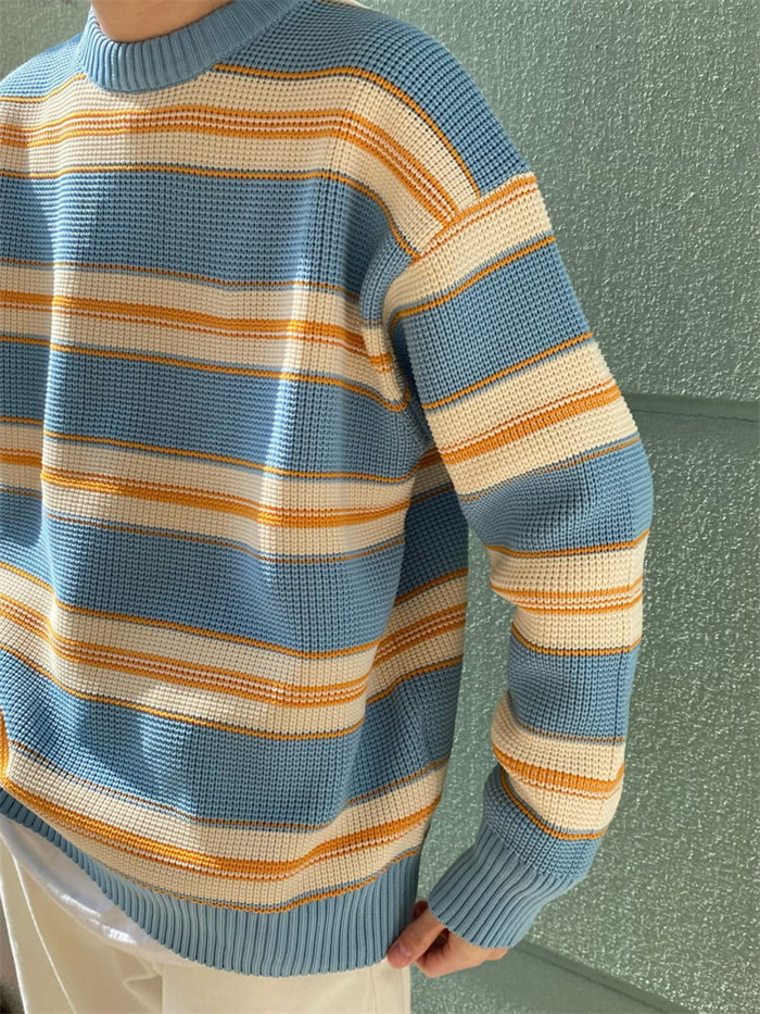 One tree FREAKS STORE Spring Festival Japanese Cross Strip Round-necked Sweater Knitted Sweater 22SS