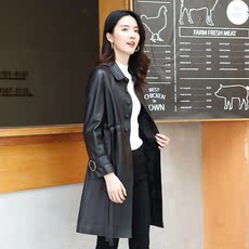 Кожаная куртка 海宁真皮皮衣女2020秋冬新款中长款修身绵羊皮风衣外套皮夹克潮