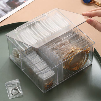 Earring box storage anti-oxidation jewelry box transparent ring earring necklace jewelry box dustproof portable jewelry bag