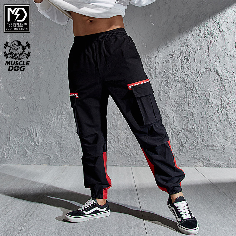 MuscleDog Muscle Dog Winter Sticker Bag Contrast Loose Bundle Foot Sweatpants Fitness Training Sports Pants Men