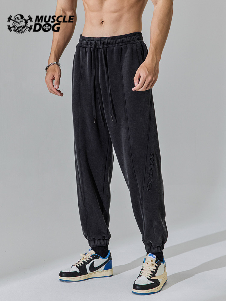 Muscle dog sports trousers for autumn winter wash water plus loose beam feet training fitness pants
