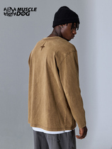 Muscle dog sports casual long-sleeved T-shirt mens tide brand autumn new wash water do old loose fitness training top