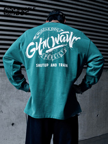 Muscle dog sports casual T-shirt mens spring and autumn trend loose round neck fitness long-sleeved training clothes fitness clothes