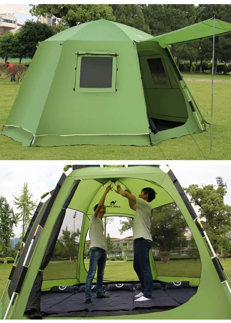 Lạc đà ngoài trời hai lớp tự động 3-4-6-8 người lều lục giác miễn phí để dựng lều cắm trại nhóm - Lều / mái hiên / phụ kiện lều leu cam trai