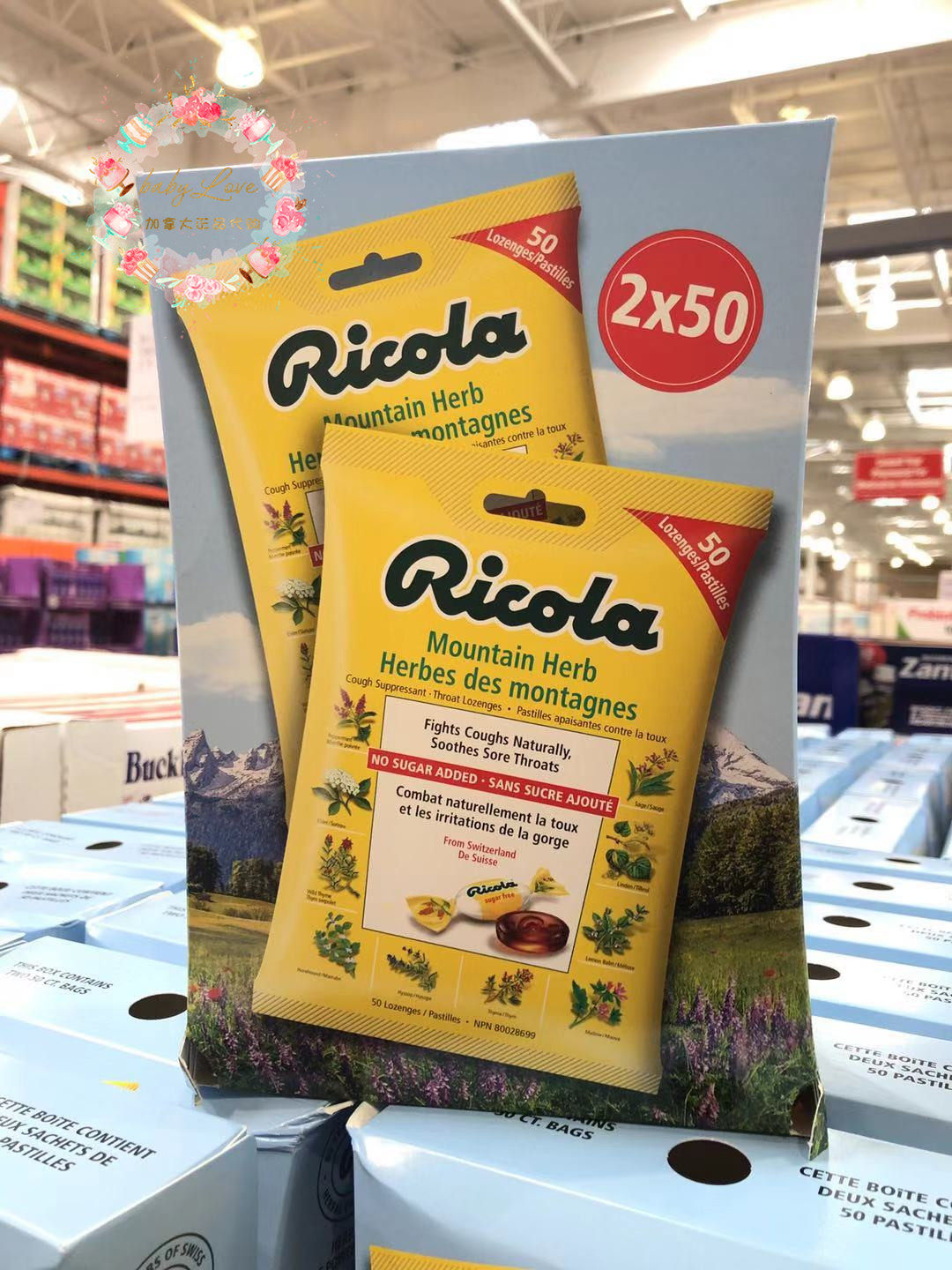 Spot Canada Ricola Liguchi Loral Runthroats Throat Sugar Moisturizing throat Sugar Throat Lozenge 100 Grain Bags