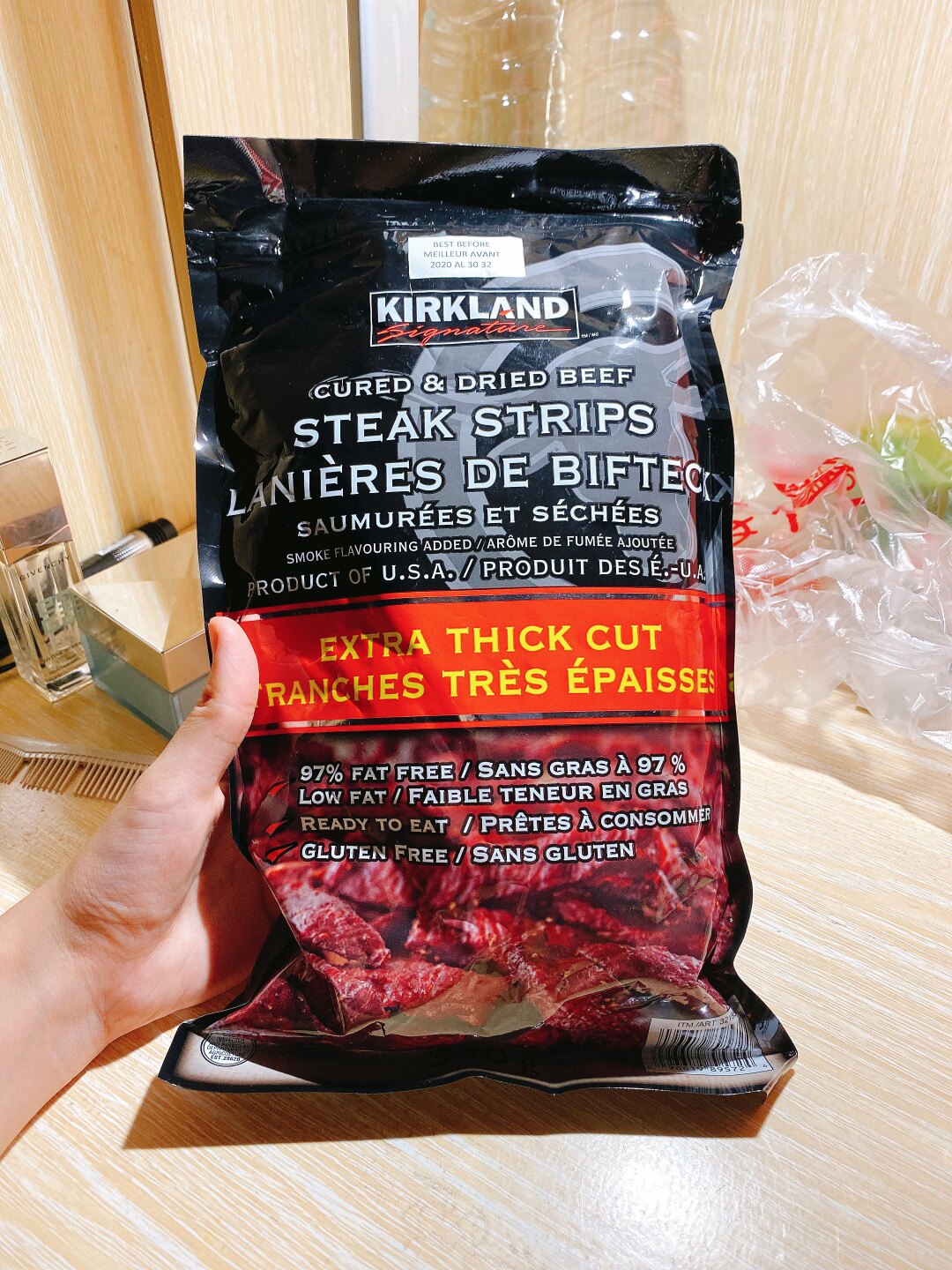 Spot Canada Kirkland Steak Strips Black Pepper Beef Jerky 340g Thick cut Skimmed