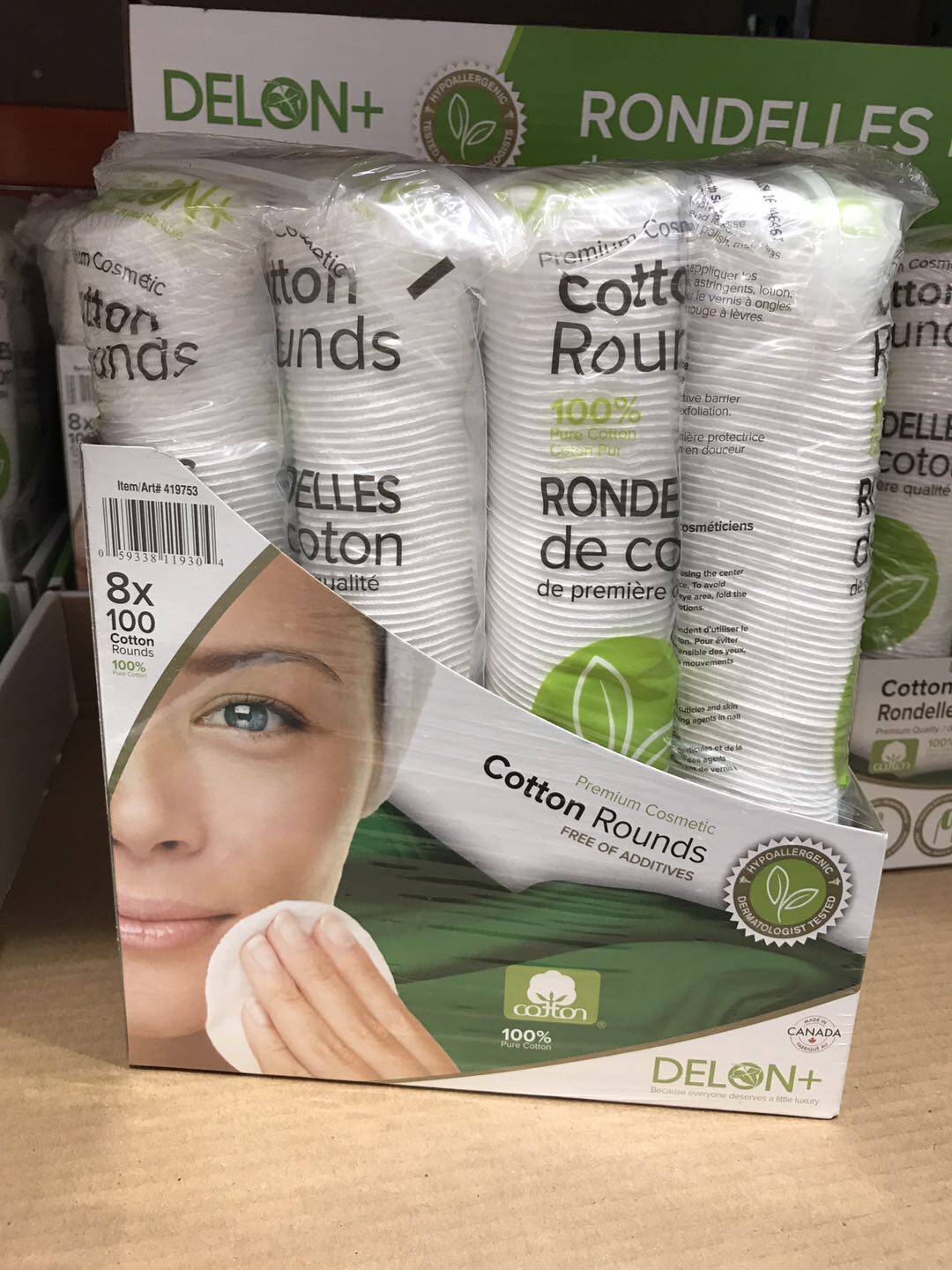 Spot Canada DELON Double face make-up cotton Makeup Cotton Cleaning Cotton Shop Main Self-use Damp Compress A 100 sheet