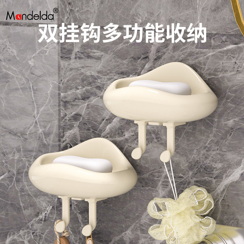 Настенная мыльница Mandeda Cream Fengyun Duo, сливная мыльница, крючок для хранения мыла в ванной комнате с крючком, мыльница для мыла Изображение 1