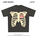 Хлопковая ретро футболка с коротким рукавом в стиле хип-хоп, 260 грамм, оверсайз