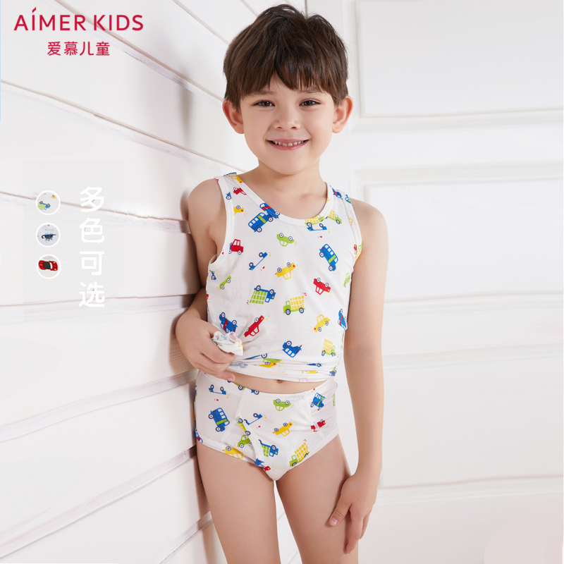 Aimer Kids love children angel pants MODAL printed boy mid-waist briefs
