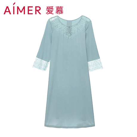 AIMER Spring summer new pyjamas women's home clothes can be worn out of sleepless 70% sleeves Long lady Sleeping dress AM445321