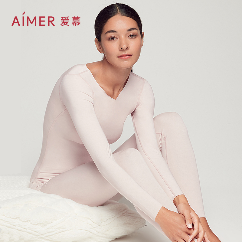 AIMER Fever Coat Comfort FEEL NET MARK HIGH FACE VALUE PRO-SKIN ROUND COLLAR LONG SLEEVE LONG PANTS SUIT AM746861