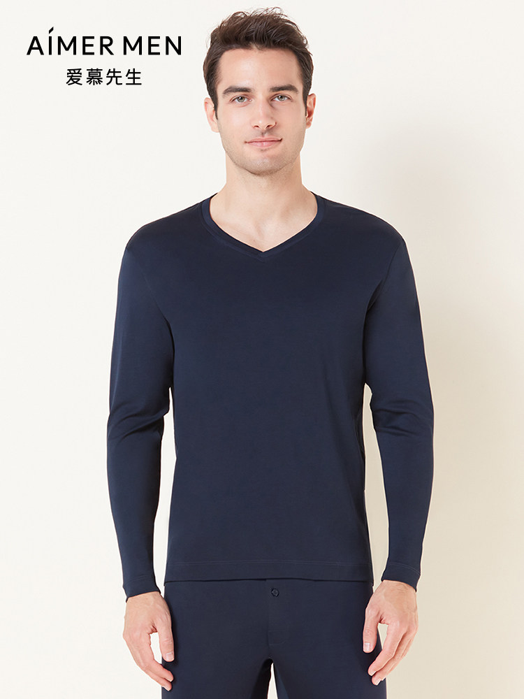 Mr. AIMER Fever Coat Men's Autumn Clothes Wise Warm Clothes 100% cotton V collar thin blouses NS72C471