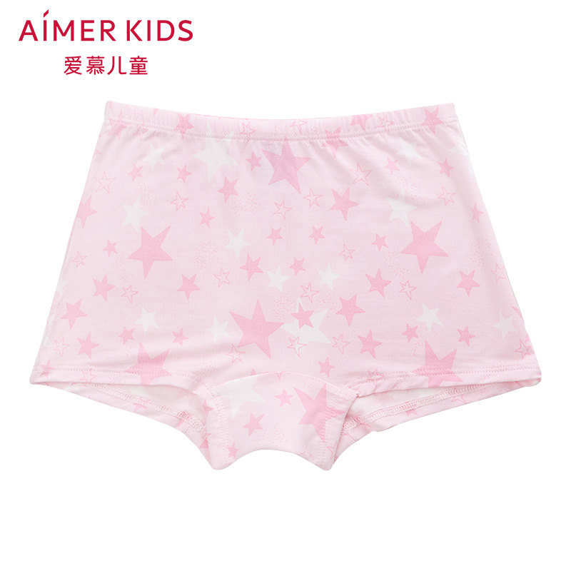 AIMER CHILDREN's ANGEL PANTS MODAL Print STARRY mid-waist four-corner panties AK1230041