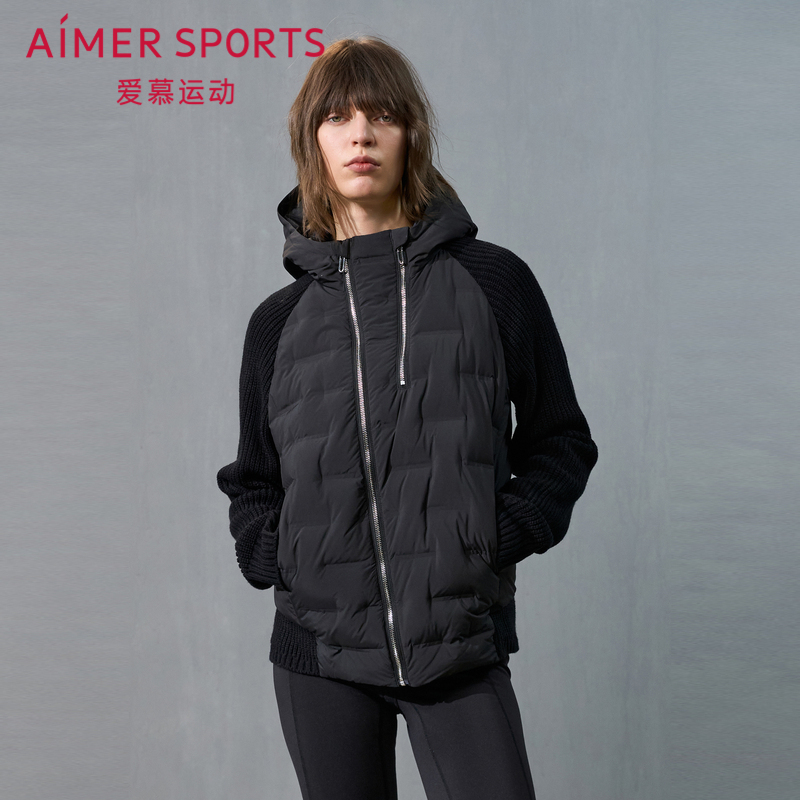 Aimer Women's Jacket Sporty Winter 24 Autumn/Winter Women's Hooded Zipper Short Thick down Jacket As144T51