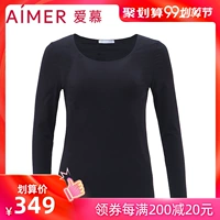 Aimer ngưỡng mộ cổ tròn mỏng mỏng tay áo dài một lớp ấm áp áo sơ mi nữ mùa thu AM721471 - Áo ấm áo ấm nam trung niên