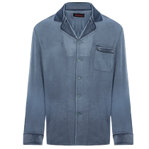 Mr. Admirations skin-friendly warm silk pajamas for men 24 autumn and winter include silk lapel cardigan long sleeves that can be worn outside home clothes