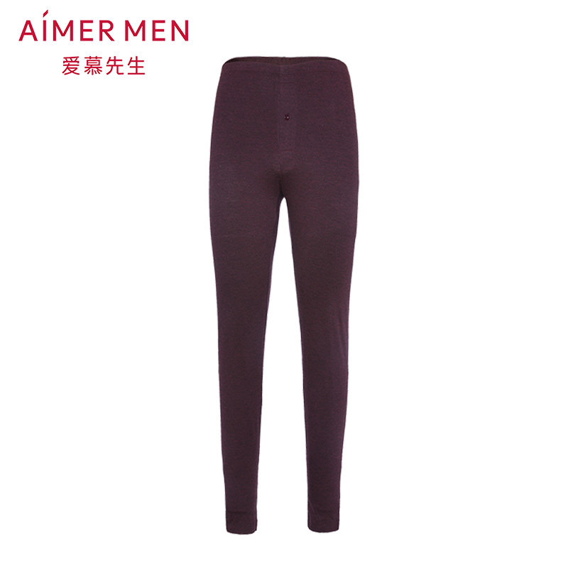 Mr. AIMER Warm Beating Bottom Male Light Suede Antibacterial Sanitary Pants Red Natural Bamboo Suede Thickening Long Pants NS73D011