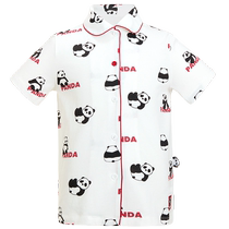 Admiration childrens home wear summer cool feeling for men and women Class A 3A antibacterial panda parent-child T-shirt cardigan short-sleeved pajamas and pajamas