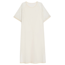 Love seaweed home wear pajamas for women spring and summer round neck short-sleeved long skirt nightgown long style can be worn outside AM449661