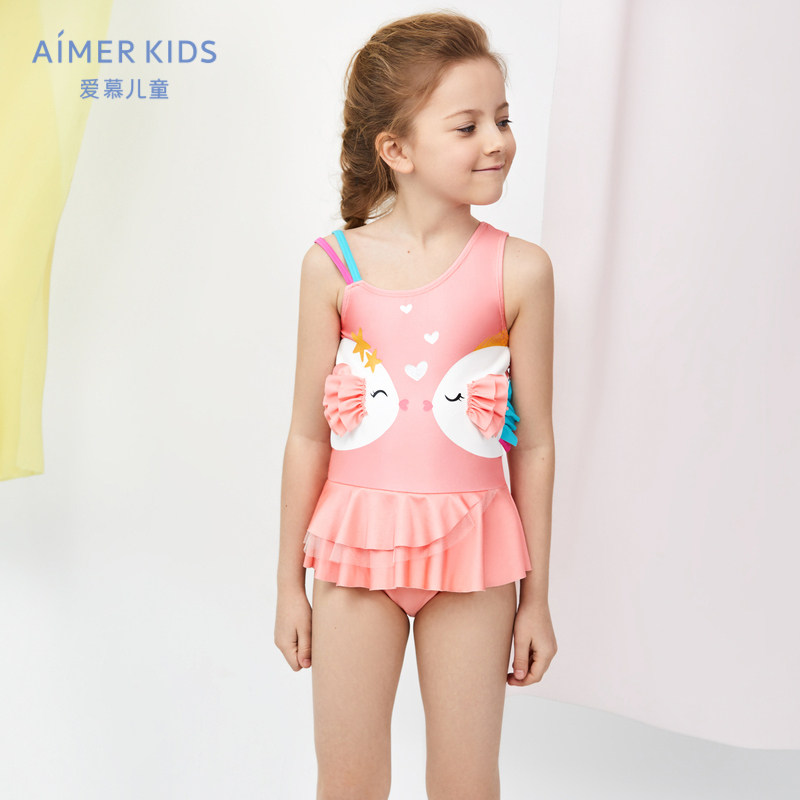 Love children's swimsuit kissing fish cute girl one-piece swimsuit AK1675481