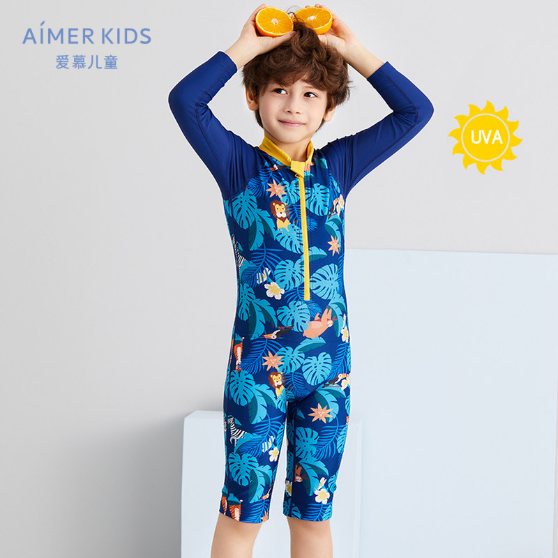 Aimer KidsAIMER Children's jungle clampdown boy long sleeve fit swimsuit AK2675123