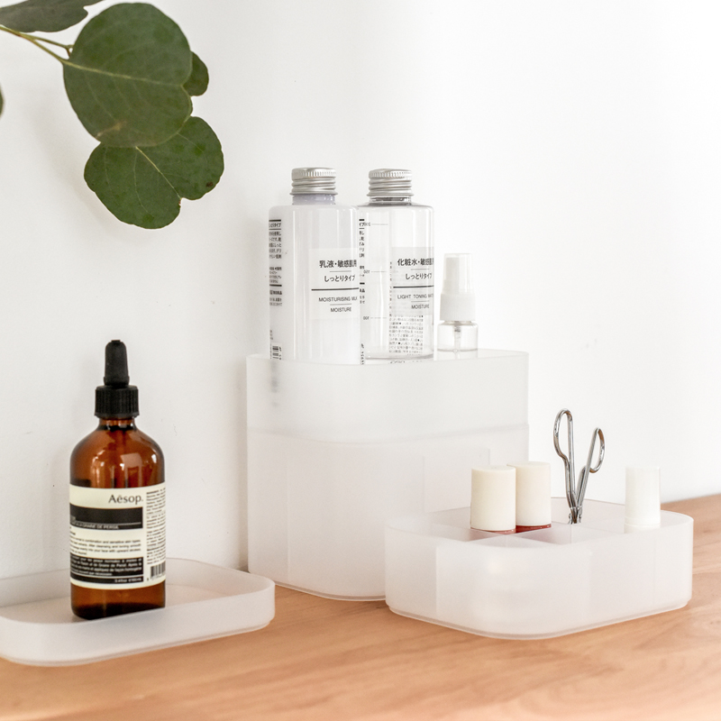 Desktop Storage Box Storage Box Plastic Finishing Basket Kitchen Bathroom Makeup Table Storage Basket Bath basket Brief