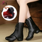 花蕴 Квадратная танцевальная обувь, туфли для танцевальной туфли с водой солдат в пятке черная кожа