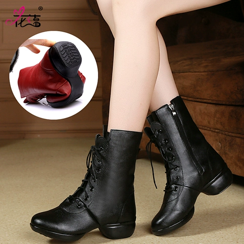 花蕴 Квадратная танцевальная обувь, туфли для танцевальной туфли с водой солдат в пятке черная кожа