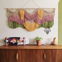 Min Juku Style Décor Hotel Restaurant Lobby Hung Up Living Room Color Cotton Rope Unspec Wave Flow Su Tapestry