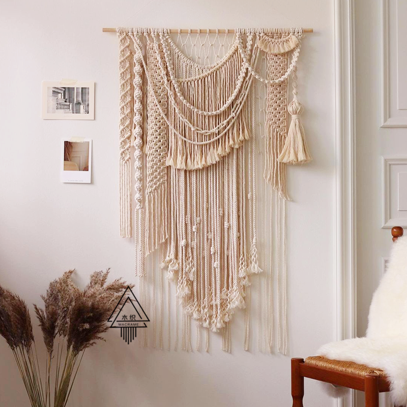 (Wedding) Bohemian Weaves Creative Xuan Entrance Wall Hanging Accessories Pure Cotton Irregular Solid Wall Tapestry