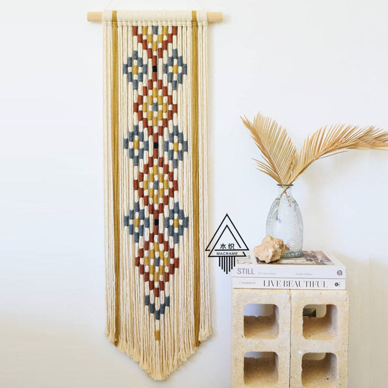 (Duanli) Bohemian ethnic style living room bedroom diamond-shaped hanging color three-dimensional woven tapestry finished product
