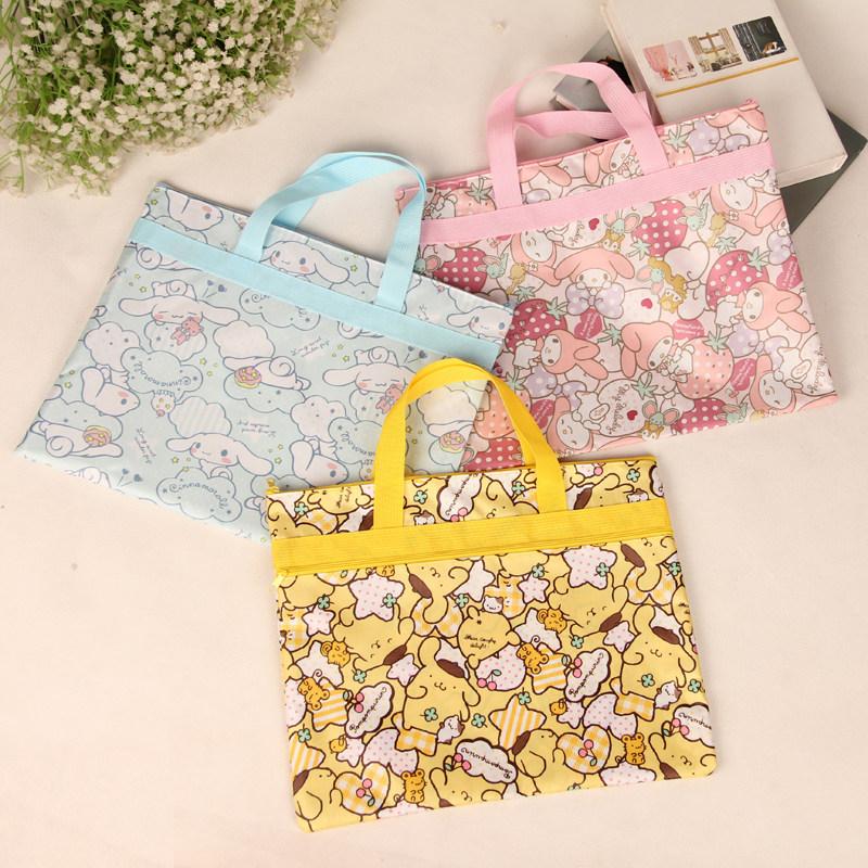 Japanese cartoon thickened waterproof cloth large-capacity A4 portable file bag student information bag book storage tutorial bag