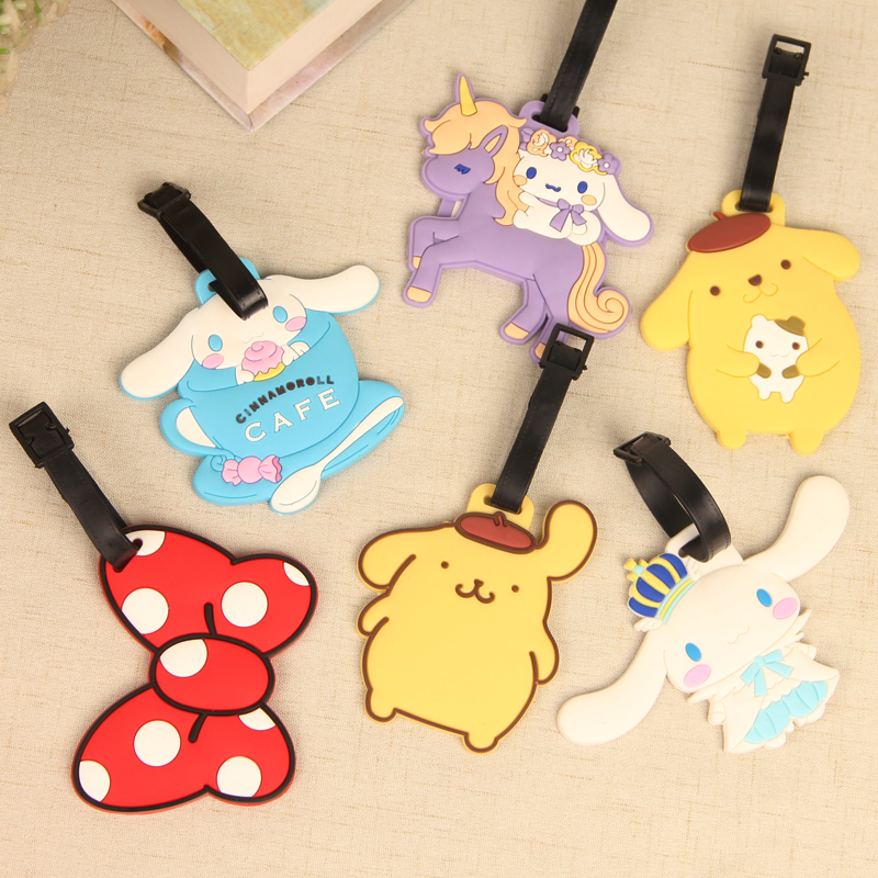 Cartoon cartoon small white suitcase listing travel boarding pass silicone luggage consignment identification tag going abroad supplies