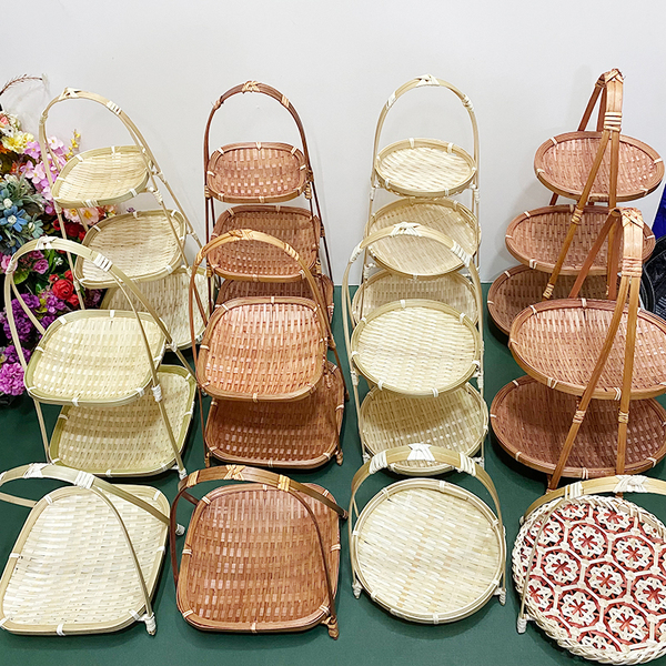 Handmade Dustpan Storage Basket round Fruit Basket Bamboo Woven