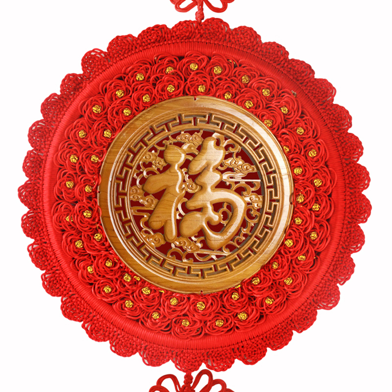 China Jifu Character Pendant Peach Wood Big New Year's New Year Town Residence Spring Festival Opening for Spring Festival Opening-up Gift Living Room Decoration