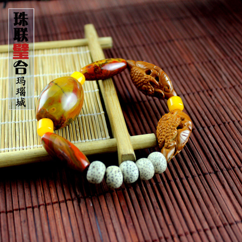 Natural Warring States Red Bodhi Zi Xingyue Olive Core Handmade Original Men's Play Bracelet Wenwan Single Circle Bracelet